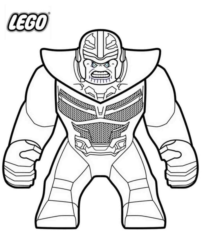 Printable coloring book Lego series with Thanos for kids