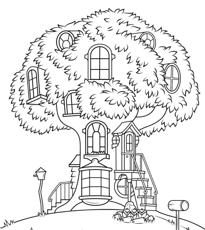 Libro para colorear de la casa del árbol de los osos Berenstain para imprimir