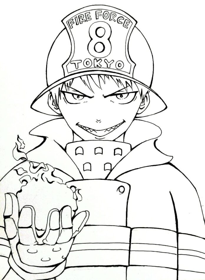Anime Fire Force coloring book to print