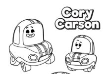 Färgbok Cars från tecknade Go! Gå! Cory Carson tryckbar