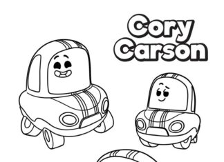 ¡Libro para colorear los coches de los dibujos animados Go! ¡Adelante! Cory Carson para imprimir