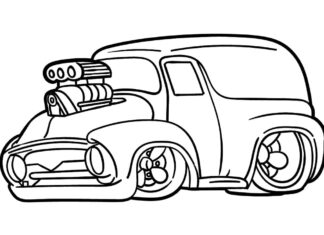 Livre à colorier imprimable sur les voitures Hot Rod