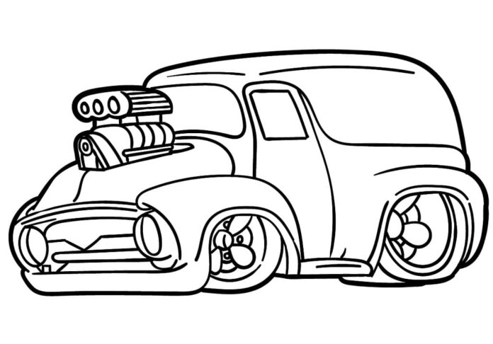 Livre à colorier imprimable sur les voitures Hot Rod
