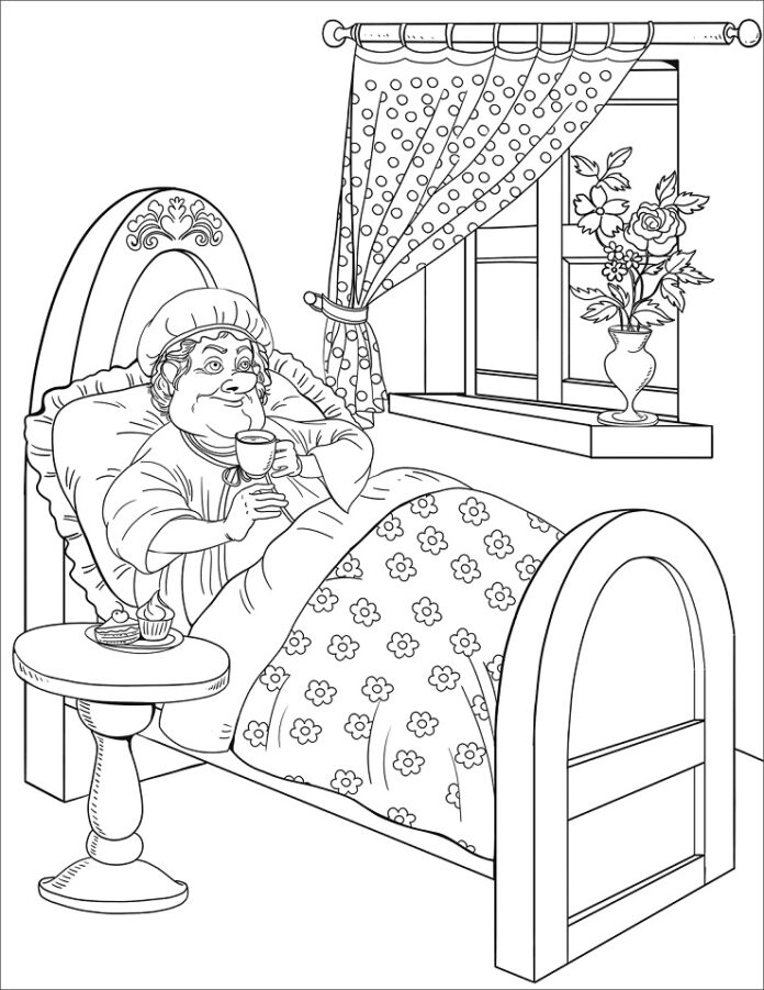 Little Red Riding Hood's grandmother coloring book to print