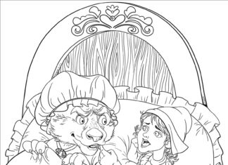 Printable coloring book Grandma and Little Red Riding Hood