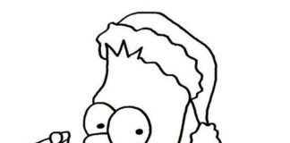 Livro para colorir Bart Simposn como Papai Noel
