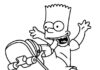 Libro da colorare Bart Simpson sullo skateboard