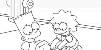 Livro para colorir Bart e Lisa Simpson