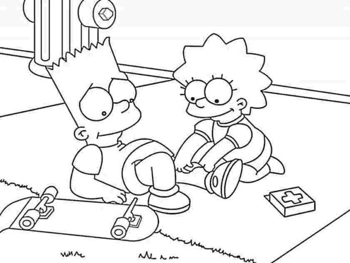 Bart og Lisa Simpson malebog
