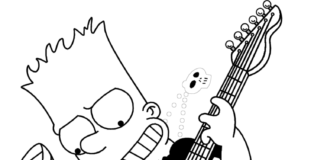 Livre de coloriage Bart et la musique métallique
