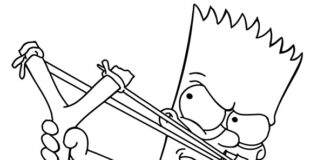 Livre de coloriage Bart tire un lance-pierre