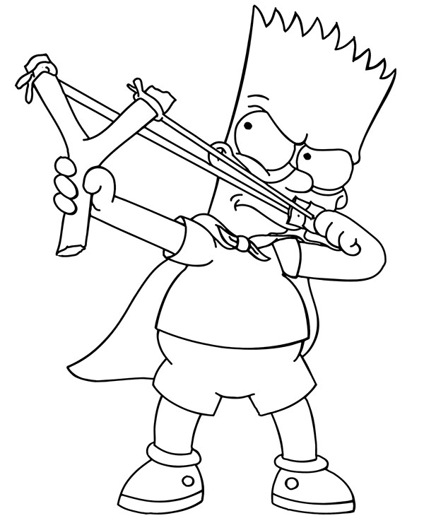 Malebog Bart skyder med en slangebøsse