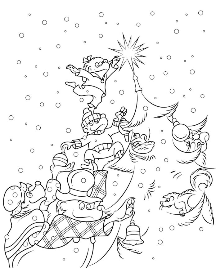 Libro da colorare stampabile Gli orsi Berenstain e il Natale