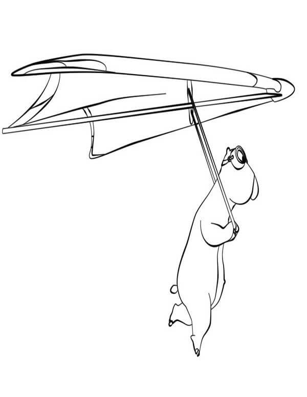 Farvelægningsbog til udskrivning Bernard på en paraglider