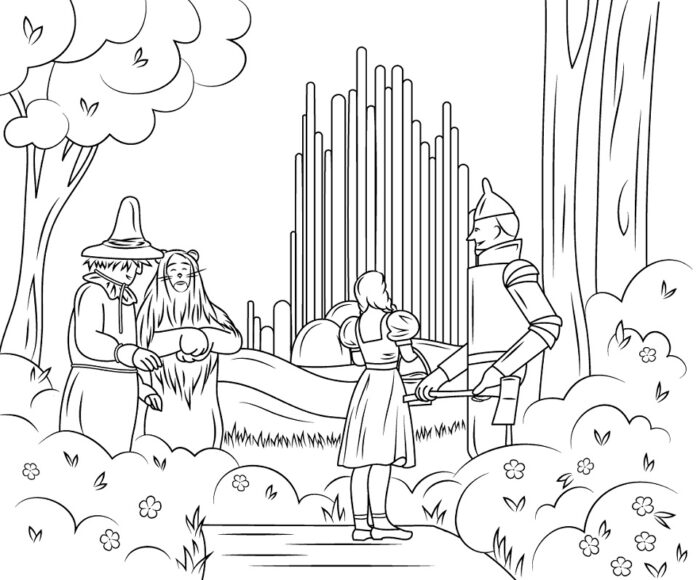 Livro de coloração imprimível Wizard of Oz caracteres