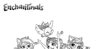 Udskrivbar Enchantimals Heroes malebog til piger