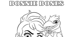 Bonnie Bones livro para colorir com corvo para imprimir