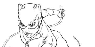 Livro para colorir Catwoman super-heroína imprimível