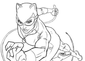 Catwoman supersankari tulostettava värityskirja