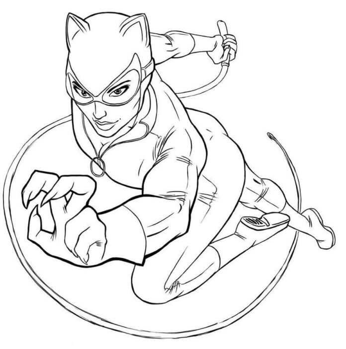 Catwoman superhero coloring book to print
