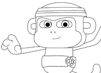 Zlatá ruka opice Chico omalovánky pro děti k vytisknutí