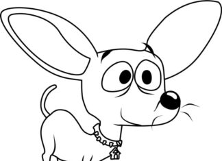 Chihuahua farvebog til børn fra eventyret, der kan udskrives