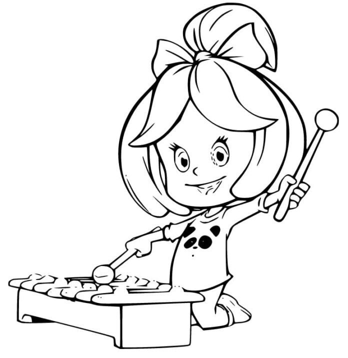 Printable Cleo coloring book playing the dulcimer
