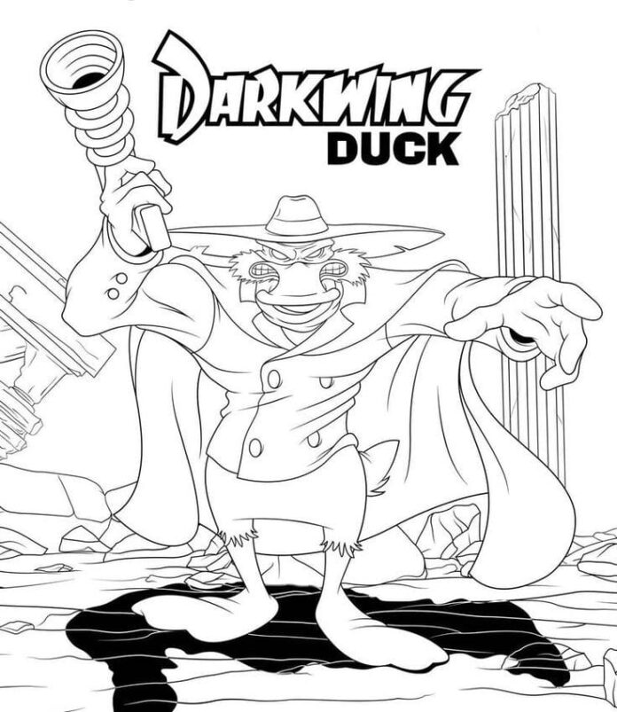 Darkwing Duck színezőkönyv gyerekeknek nyomtatásra
