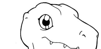 Dinosaur med Digimon malebog til udskrivning