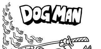 Tulostettava Dog Man värityskirja lapsille