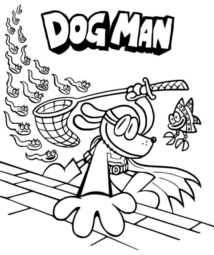 Dog Man coloring book for kids to print and online