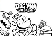 Coloring book Dog man scene from a cartoon