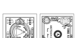Libro para colorear Dólar estadounidense para imprimir
