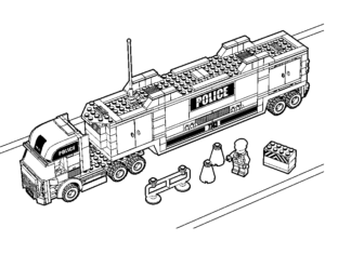 Tulostettava Big Police Truck värityskirja lapsille