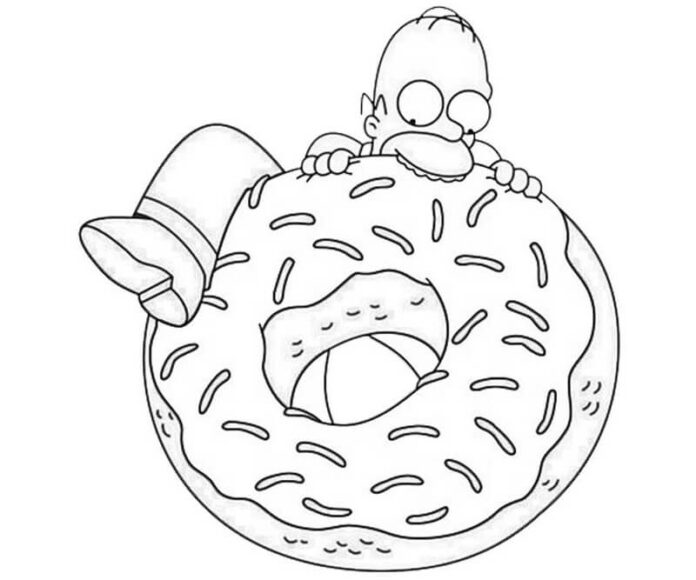 Kolorowanka Duży Donut i Simpsonowie