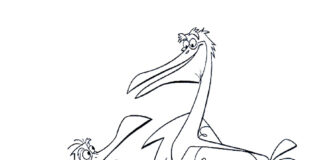 Malbuch Zwei Pelikane mit bjki für Kinder zum Ausdrucken