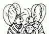 Malbuch Zwei Bienen auf einer Blume zum Ausdrucken