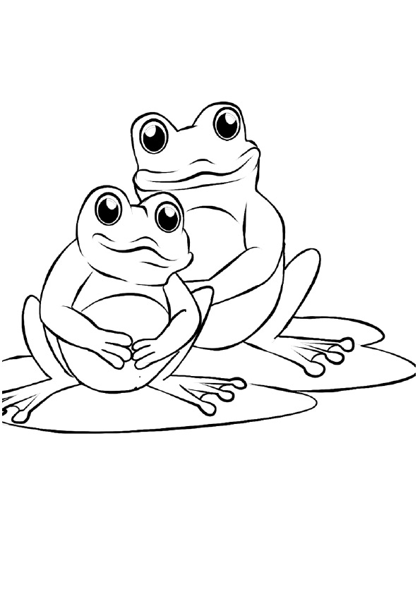 Coloring Book Two Frogs from Fairy Tale to Print