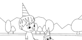 Printable coloring book Two fairy tale friends