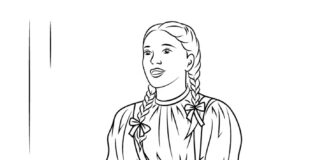 Printable coloring book of Dorothy Gale from the fairy tale of Oz