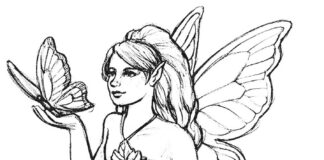 Färgbok för utskrift och online Färgbok Butterfly girl