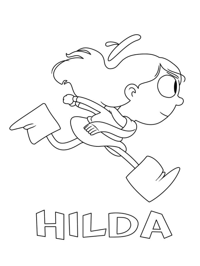 Libro da colorare stampabile della ragazza delle fiabe Hilda