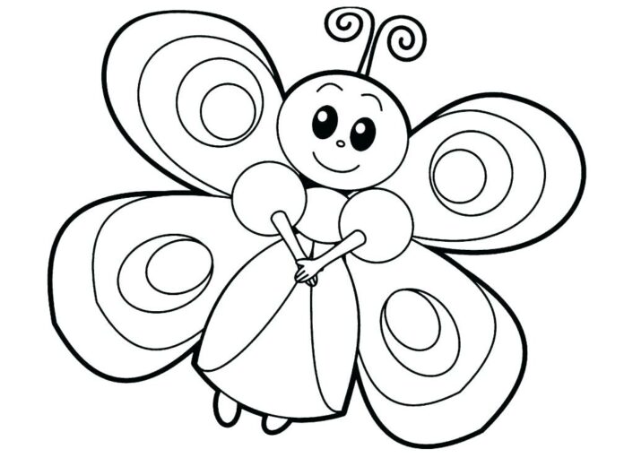Kolorowanka Dziewczynka motylek do druku