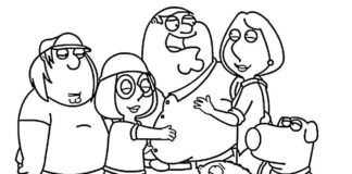Family Guy színezőkönyv a rajzfilmből nyomtatható