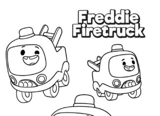 Freddie Firetruck színezőkönyv a Go! Gyerünk! Cory Carson nyomtatható