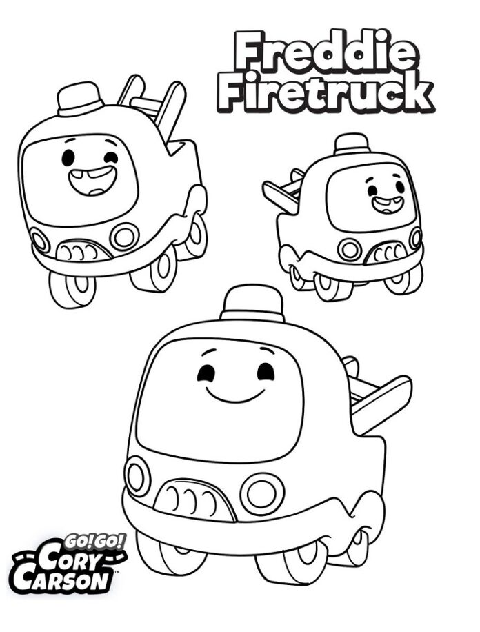 Freddie Firetruck coloring book from Go! Go! Cory Carson printable