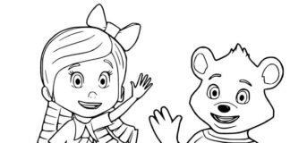 Livro para colorir Goldie and Bear para as crianças imprimirem