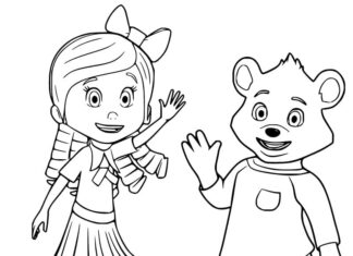 Livro para colorir Goldie and Bear para as crianças imprimirem