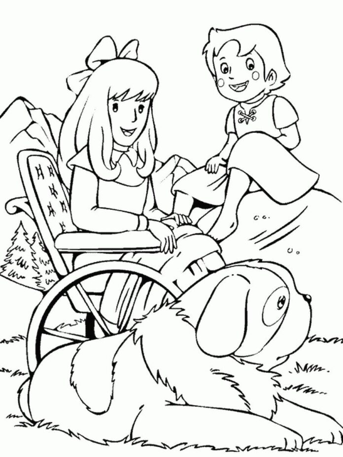Livro de colorir para impressão Heidi e Clara