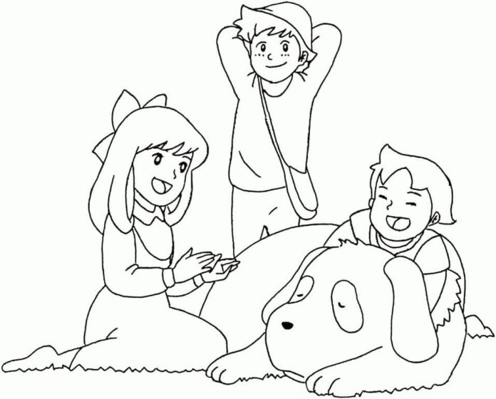 Printable coloring book Heidi and friends